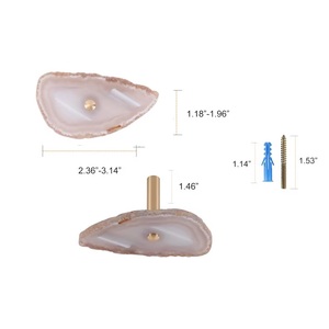 Vente en gros de tranches d'agate naturelle Tenture murale en cristal Boutons de commode en plaqué or Armoire Armoire sculptée à la main Décoration intérieure en vrac - Product Image 6