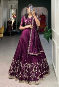 Trendmalls ผ้าไหมปักลายทรงเอศิลปะคอวี lehenga choli dupatta เอวธรรมชาติระบายอากาศได้ดีเย็บปักเป็นมิตรกับสิ่งแวดล้อม - Product Image 5