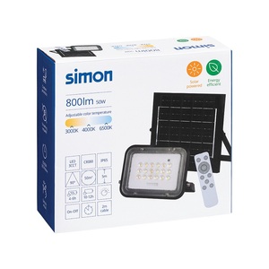 Proiettore solare a LED Simon CCT 50W 800lm IP65 con telecomando e pannello solare (IL426112) - Product Image 1