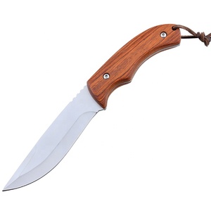 Vente en gros de couteau de camping en plein air en acier inoxydable de qualité supérieure personnalisé OEM ODM avec manche en bois couteau de chasse de qualité - Product Image 1