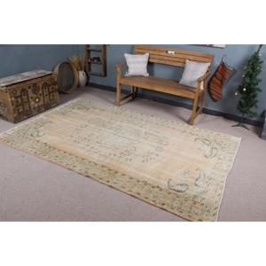 Turkish Large Rug 5.3x8.2 ft, Vintage <b>Brown</b> Moroccan <b>Wool</b> Rug - Product Image 1