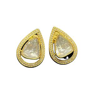 Meilleure qualité blanc goujon Moissanite Vintage Design 925 argent rhodié boucles d'oreilles Collection de fiançailles pour cadeau d'anniversaire - Product Image 1
