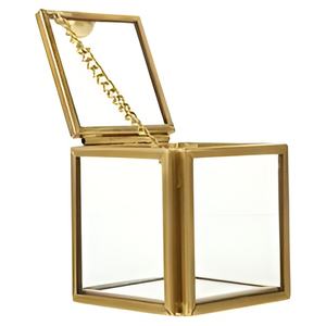 Joyero de latón y vidrio de diseño moderno, caja de embalaje de joyería de lujo personalizada, caja de collar y brazalete de anillo de 2 compartimentos - Product Image 6