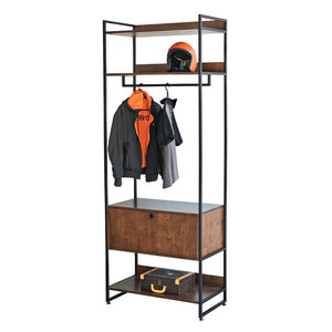 Magnifique porte-manteau en bois d'hévéa de 84x45x220cm avec 8 tiroirs pour salon - Product Image 1