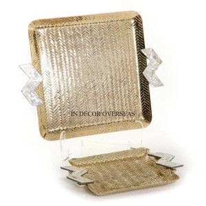 Acabado de color plateado Brillante Pulido Alambre de metal de alta calidad estándar Hecho Aspecto atractivo Juego de 2 Suministros de bandeja para servir alimentos - Product Image 6