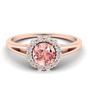 แหวนเพชรทรงกลมประดับมรกตมอร์แกไนต์ 0.84 กะรัต ตัวเรือนทองคำแท้ 14K งานสั่งทำพิเศษจาก REYES สำหรับผู้หญิง เครื่องประดับชั้นดี - Product Image 6