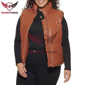 Chaleco de cuero acolchado ligero sin mangas para mujer, ropa de abrigo de invierno personalizable, calidez impermeable de alta calidad, venta al por mayor - Product Image 2
