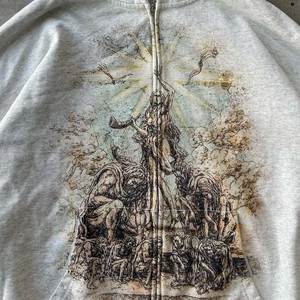 Sweat à capuche vintage brodé sur mesure avec appliques vieillies, surpiqûres en coton mélangé 400GSM - Product Image 6