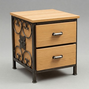 Table de chevet moderne à deux tiroirs en métal et en bois pour chambre à coucher salon travail décoratif hôpital hôtel maison stockage pour appartement - Product Image 1