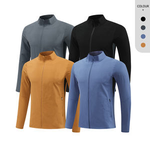 Venta caliente otoño cuatro colores sólidos bolsillo con cremallera 90% nailon 10% Spandex cuello levantado chaqueta cortavientos personalizada hombres - Product Image 5