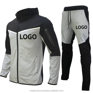 Men Plus Size Tracksuit <b>Sportswear</b> 2-Piece Set Breathable Quick Dry Polyester/Cotton Zip Hoodie & Sweatpants Training <b>Outdoor</b> - Product Image 1