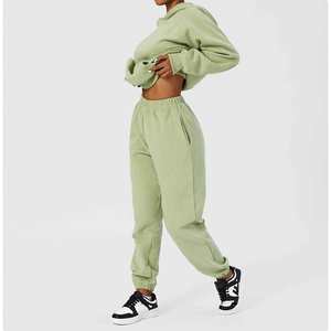 Logo personnalisé Automne Hiver Vêtements d'entraînement à capuche Survêtement en polaire 2 pièces Vêtements de sport pour femmes Jogger Ensemble de survêtements pour femmes Survêtement - Product Image 5