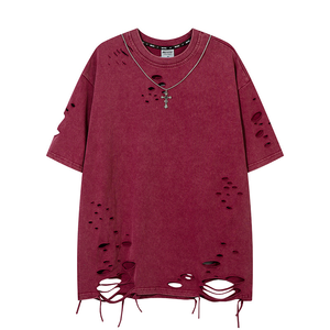 Ropa de calle con lavado ácido de calidad superior, camiseta gráfica de ajuste extragrande desgastada, tela de punto de algodón 100% para hombres - Product Image 3