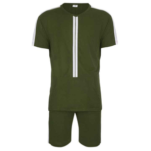 Ensemble deux pièces de streetwear d'été pour hommes, design personnalisé, style décontracté, imprimé, prix de gros, couleur verte - Product Image 1