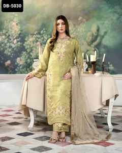 Vêtements ethniques indiens tenue traditionnelle broderie dorée travail Jimmi Cho matériel Salwar Kameez costume pour mariage Festival porter - Product Image 4