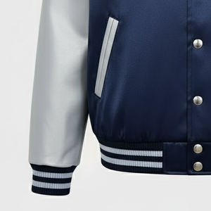 Chaqueta Universitaria de Chenilla Bordada de Alta Calidad para Hombre, Fabricante OEM, Chaqueta Universitaria de Satén con Letras Bordadas para Hombre, MOQ Bajo - Product Image 3