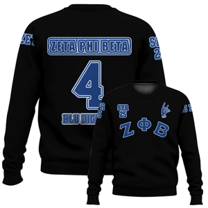Zeta Phi Beta pull en tricot Divine Nine 1920 ZPhiB sororité Chenille lettres bleu blanc grec vie pull vêtements - Product Image 6