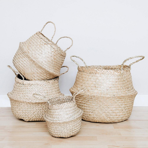 Seagrass <b>Basket</b> Handwoven <b>Basket</b> <b>With</b> <b>Handles</b> Plant Basin Cover Handicraft Custom Size Vietnam Manufacturer - Product Image 6