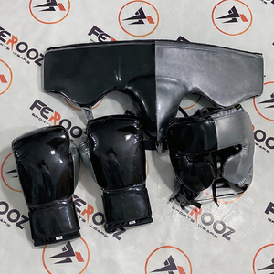 Nouvel ensemble de gants de boxe en cuir noir/gris 2026 pour entraînement et sparring, sur mesure, super confortables, antidérapants et respirants - Product Image 1