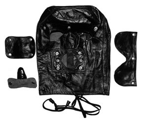 Genuine Leather <b>Costume</b> Hood <b>Mask</b> Blindfold Wholesale <b>Masks</b> Black Color Hoods Four Seasons Use One Size Fits Most HMB Brand - Product Image 2