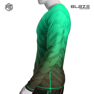 OEM hombres manga larga Rashguard poliéster Spandex tela Jiu Jitsu engranaje para MMA y BJJ sublimación de compresión - Product Image 2