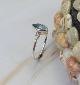 Anillo de piedras preciosas talladas con forma de marquesa facetada de Topacio Azul Natural, anillos de moda para fiesta de Plata de Ley 925, joyería para mujer a granel - Product Image 3