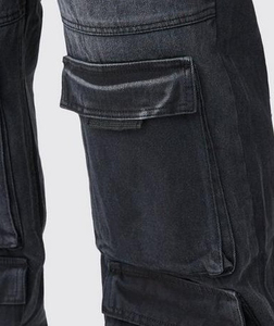 Nuevos Jeans de Mezclilla Ajustados Elásticos de PU con Lavado Azul Antiguo, Estilo Motero, Rotos y Desgastados, para Hombre, Jeans Blancos Apilados con Estilo - Product Image 4