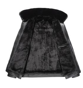 Veste d'hiver longue en cuir de mouton et fourrure d'agneau pour hommes Veste chaude double couche pour les jours de neige froide Expédition DDP - Product Image 4