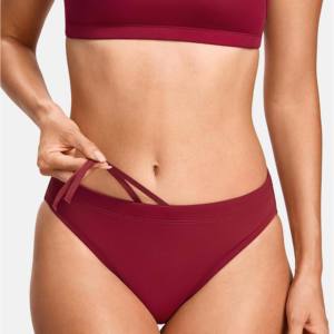 Bikini traje de baño Sexy Glitter String Bikini Beachwear Color sólido secado rápido Tie Tanga Bottoms con logotipo de metal traje de baño - Product Image 4