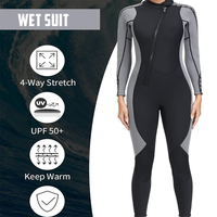 Combinaison de plongée en néoprène 3 mm pour homme et femme, fermeture éclair dorsale, anti-UV, col montant, pour la plongée, la plongée avec tuba et les activités aquatiques, combinaison intégrale