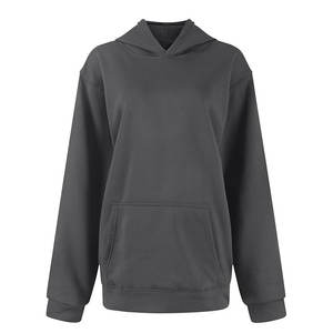 Sudadera con Capucha Extra Grande para Mujer, Color Verde Sólido, Hombros Caídos, Felpa Ecológica, Sin Cordón, 100% Algodón, para Invierno - Product Image 5