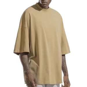 T-shirt surdimensionné lourd de haute qualité graphique personnalisé 100% coton Streetwear t-shirts grande taille épaule basse t-shirts pour hommes - Product Image 2