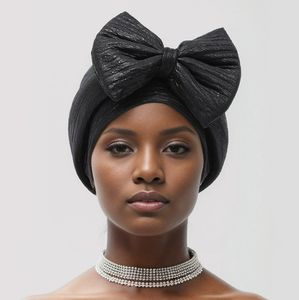 Nova Moda Europeia e Americana Perm Testa Grande Arco Africano Turbante Hat Elástico Confortável Turbante Hat - Product Image 3