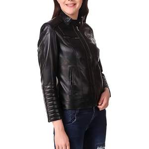 Chaqueta de cuero genuino de alta calidad para mujer, chaqueta de cuero de invierno para mujer, chaqueta de cuero transpirable de piel de oveja genuina para mujer - Product Image 3