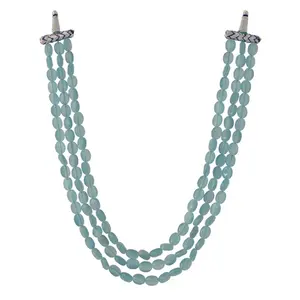 Divine Beauty 3 Line Layered Blue natural stone necklace Aquamarine stone beads necklace beaded necklace for women