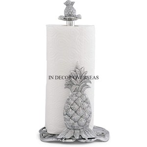 Aspecto atractivo Granada chapada en oro y hojas negras Diseñador Plata Brillante Pulido Textura martillada Soporte de toalla de papel de metal - Product Image 3