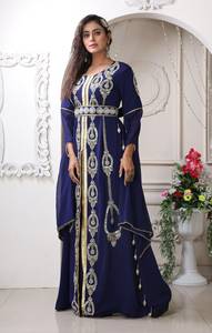 Lussuoso <span class=keywords><strong>caftano</strong></span> da donna Dubai ricamato <span class=keywords><strong>elegante</strong></span> musulmano Abaya marocchino perline lunghe <span class=keywords><strong>caftano</strong></span> - Product Image 3