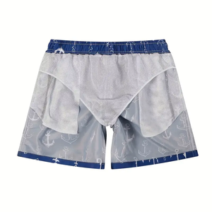 กางเกงขาสั้นลำลองเอวสูงสำหรับผู้ชายผ้าฝ้ายลายพื้นกันยับไม่ยับโลโก้ชายหาดเป็นมิตรต่อสิ่งแวดล้อมเชือกต้นกำเนิดจากเวียดนาม - Product Image 2