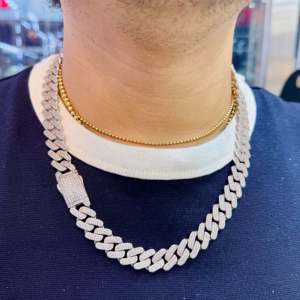 À la mode populaire Hip hop Bling 14k blanc creux cubain tour de cou complet CZ avec un fermoir mousqueton sûr collier pour hommes lien cubain - Product Image 4