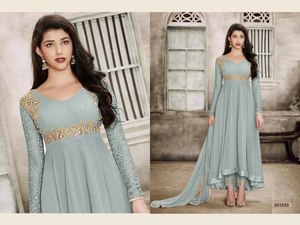 Lehenga de Novia Personalizada en Color Elegante, Tafetán de Seda con Bordado, Ropa de Fiesta de Noche, Largo, Estilo Indio Informal - Product Image 3