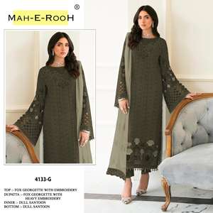 Georgette de renard lourd élégant à la mode élégant avec broderie multi-fils Salwar costume fabricant de l'Inde - Product Image 3