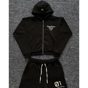 Premium Quality Sweatsuit Screen Printed Sweatsuit 100% Cotton Sweatsuit <b>Pullover</b> Zipper Hoodie And Stacked Pant Latest Design - Product Image 1