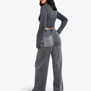 Top Venta Fabricantes Ropa Damas Pantalones de chándal Pantalones de Jogger de gran tamaño Mujeres Pantalones de Jogger en blanco - Product Image 2