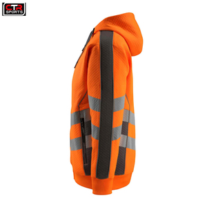 2024 hombres Hi Vis seguridad polar Zip Hoodie reflectante poliéster sudaderas personalizable Logo cremallera chaquetas construcción seguridad - Product Image 2