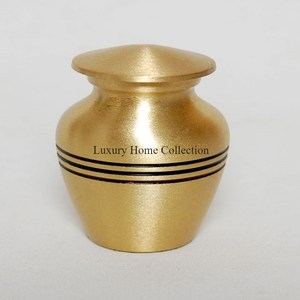 Attractive Look Metal Decorative Funeral <b>Ashes</b> Urns White Color Powder Coated With Golden Color Lid Aluminium Casted <b>Ashes</b> <b>Pots</b> - Product Image 4