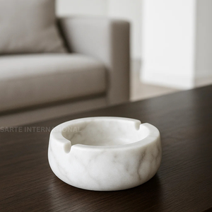 Top vente marbre blanc Design moderne 10cm fait à la main Premium accessoire pour fumer cendrier décoratif de luxe Logo personnalisé en gros - Product Image 1
