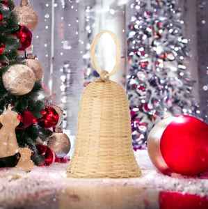 Rotin naturel Noël Jingle Bell suspendus ornements Vintage cloche en osier pour arbres de Noël pépinière chambre décor - Product Image 5
