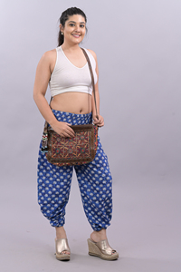 Pantalones de pierna ancha holgados de cintura alta de algodón para mujer, pantalones de pijama de pierna ancha de algodón al por mayor, Pantalones estampados informales de verano para mujer - Product Image 6