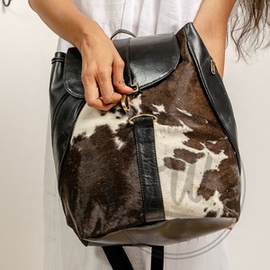 <b>Real</b> Cowhide Fur <b>Leather</b> <b>Backpack</b> Brown Hair On <b>Leather</b> <b>Backpack</b> Rucksack Multi Uses <b>Backpack</b> - Product Image 6