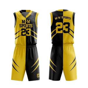 Ensemble de maillots de basket-ball réversibles sans manches en jersey 100 % polyester avec logo personnalisé, col en V, respirant et à prix réduit pour la vente en gros - Product Image 2